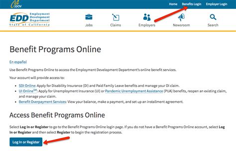 edd online california benefits program.